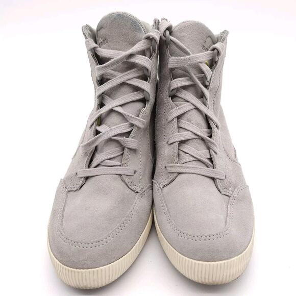 Sorel Out N About (Womens 9.5) Lace Up Hidden Wedge Sneaker Boot Shoe Gray Suede - Picture 3 of 9